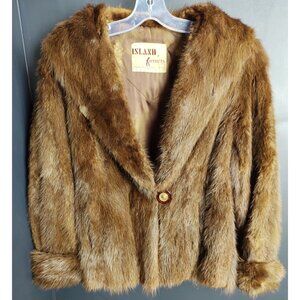 Vintage Canadian Fox Fur Jacket Island Furriers Charlottetown PEI Brown Coat